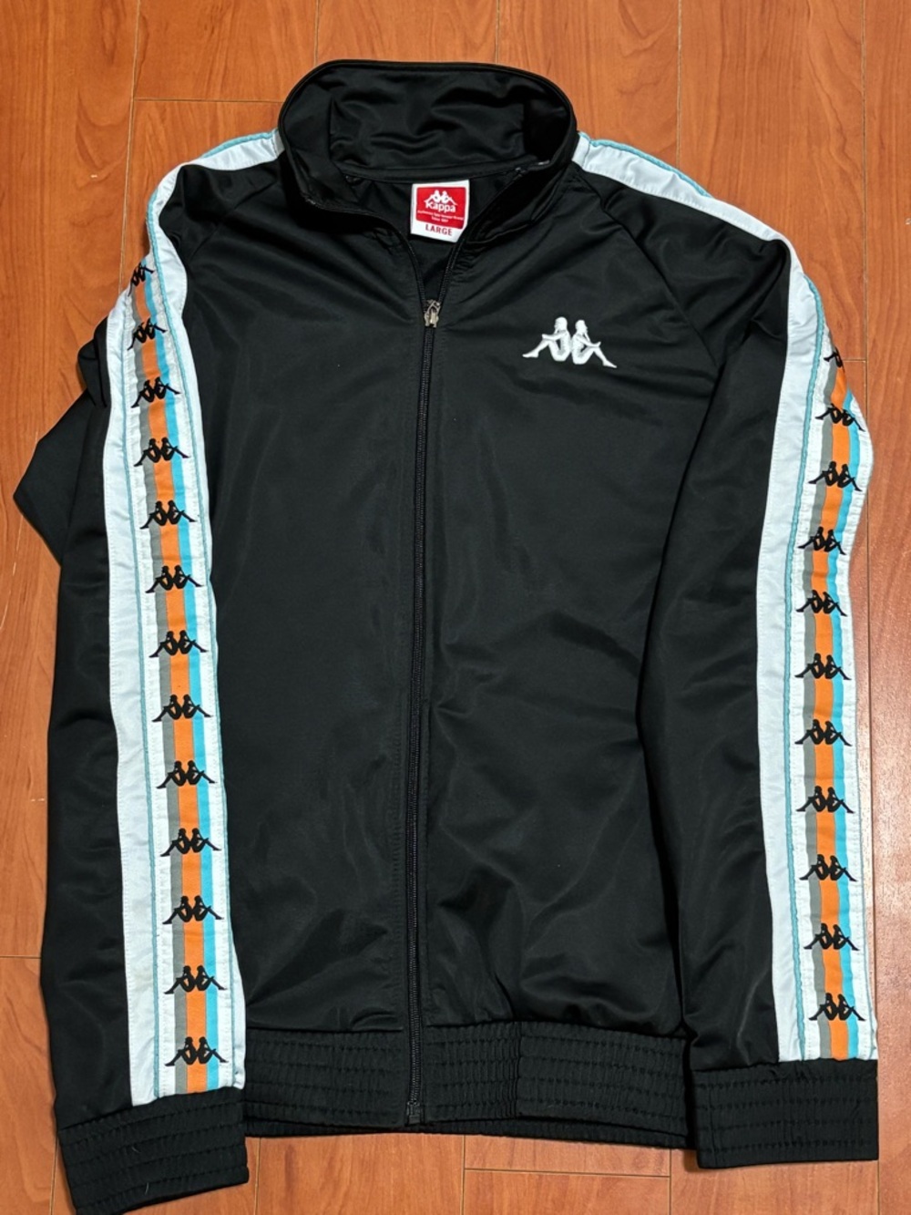 Kappa Black Jacket with Red Logo Patch